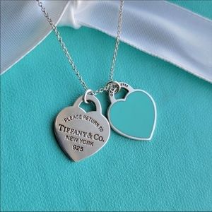 Return To Tiffany & Co. Double Heart Tag Pendant Necklace
